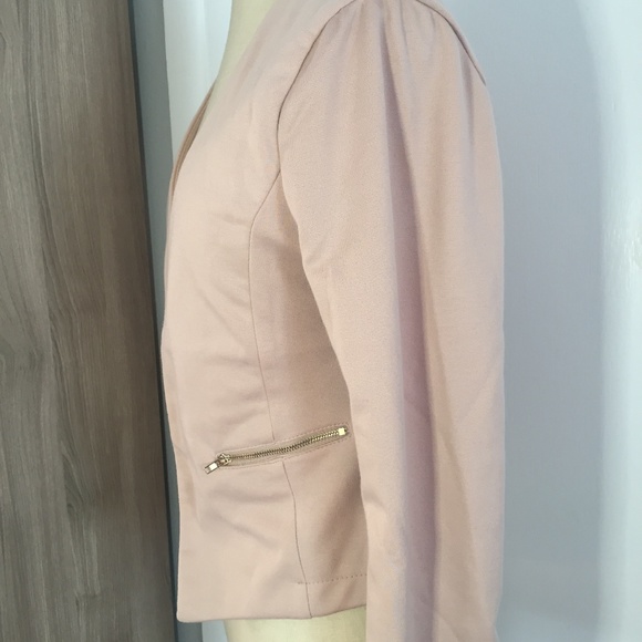 Nude Blush Open Front Blazer Small - Picture 3 of 6